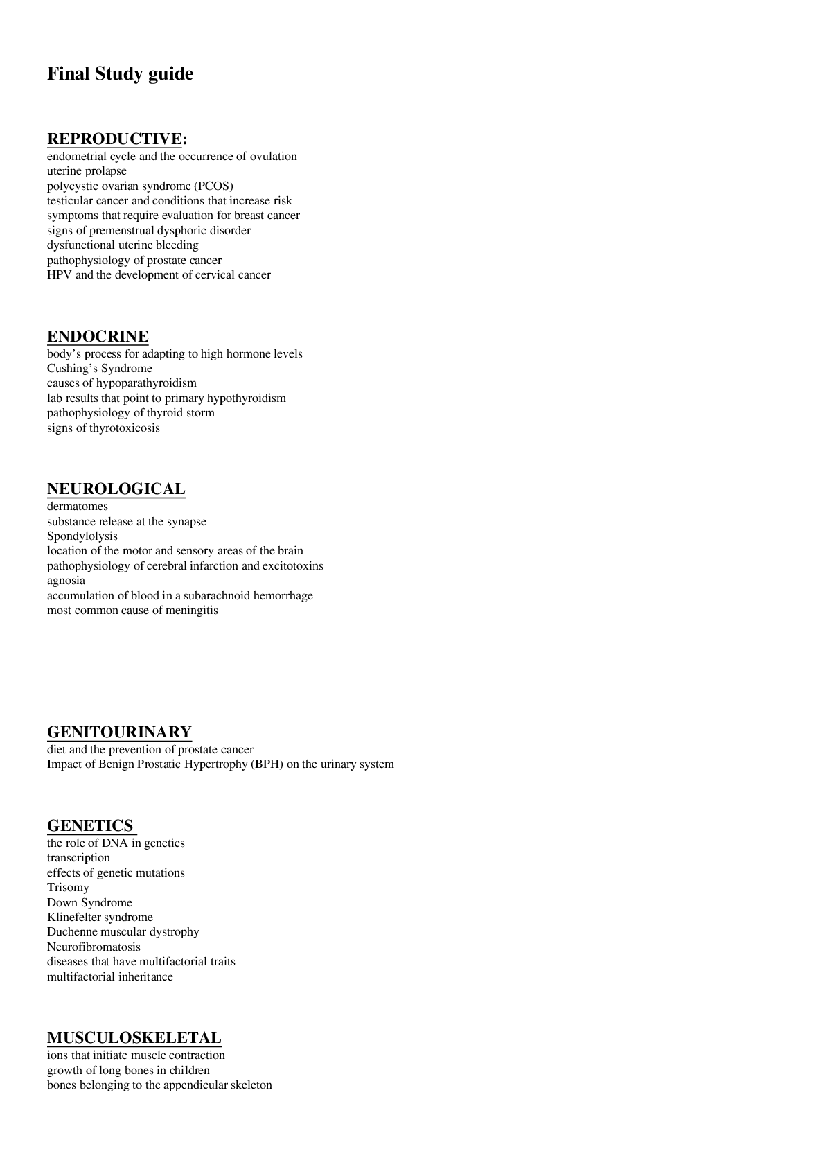 Preview image for NR507 Patho Final Study guide.